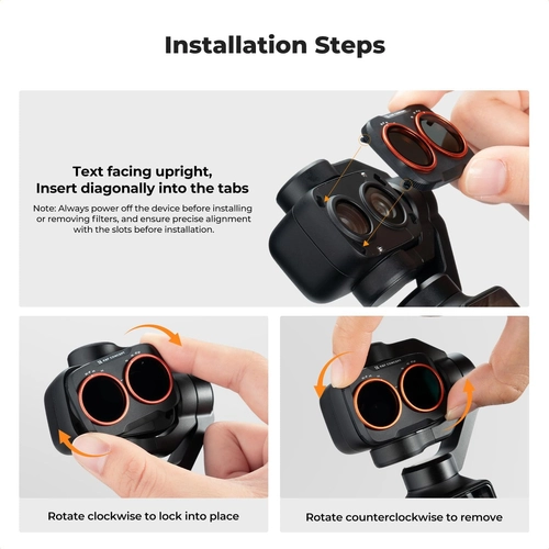 Set of 4 K&F; Concept ND filters for the DJI Osmo Pocket 4P camera