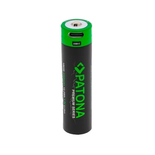 Літій-іонний акумулятор PATONA Premium 18650 з роз'ємом USB-C, 3,7 В, 3300 мА·год