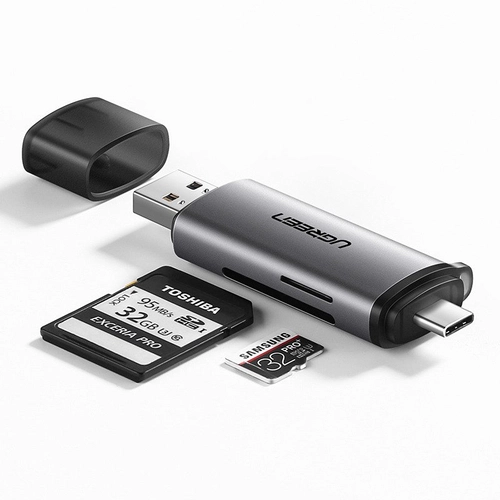 USB + USB-C adapter UGREEN SD + microSD card reader