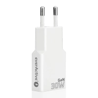 Мережевий зарядний пристрій everActive GN SUPER SLIM SC-380Q з USB QC3.0 та роз'ємом USB-C PD 30 Вт