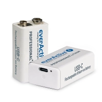 everActive 6F22/9V Li-ion 550mAh USB-C Rechargeable Battery