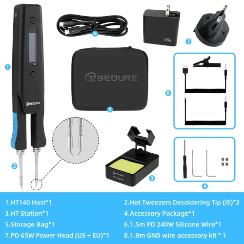 Lutownica SEQURE HT140 2-IN-1 Hot Tweezers (2 adaptery EU, US)