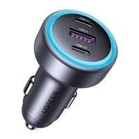 Ładowarka samochodowa UGREEN EC307, USB + 2X USB-C, 30W (czarna)