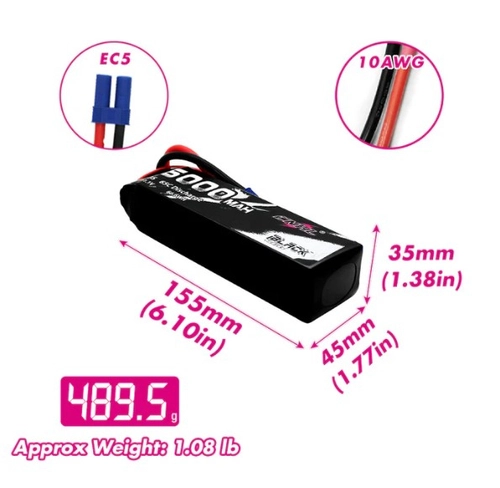 CNHL 6000mAh 11.1V 3S 65C Battery (Black) EC5