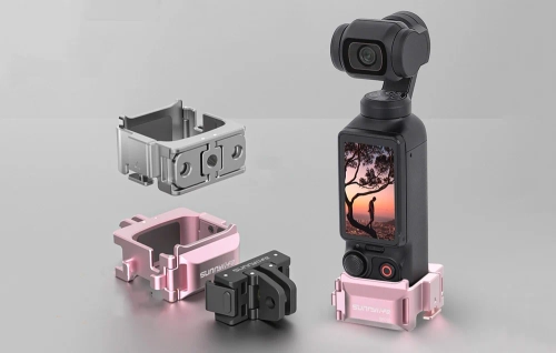 Mocowanie do szybkiego montażu 1/4'' w kształcie kocich uszu Sunnylife do DJI Osmo Pocket 3 (różowe)