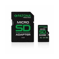 Karta pamięci PATONA Premium Micro SD XC 64GB Class 10 U3 V60 z adapterem SD