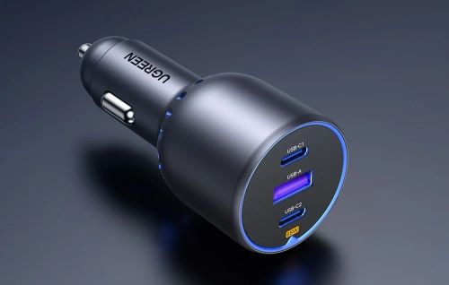 Ugreen EC703 Car Charger, USB + 2x USB-C, 75W (Black)