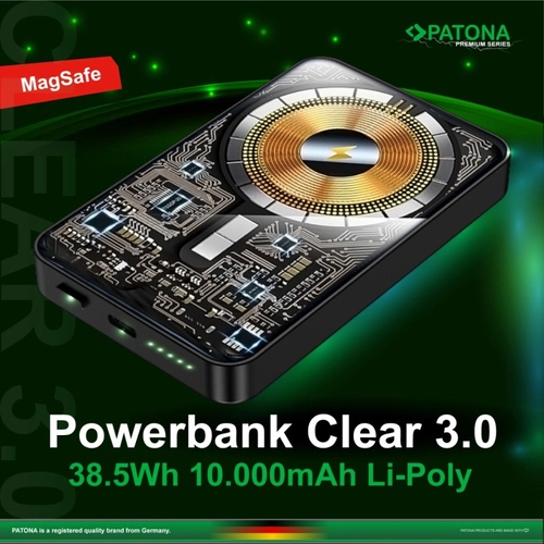 Powerbank PATONA Premium Clear 3.0 PD20W 10.000mAh MagSafe z ładowaniem bezprzewodowym
