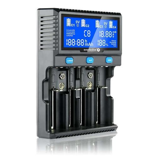 Charger for cylindrical Li-ion and Ni-MH everActive UC-4200 batteries