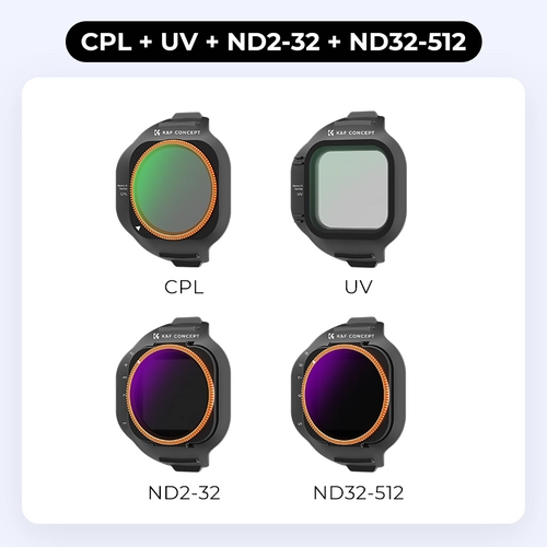 Zestaw 4 filtrów CPL+UV+VND2-32+VND32-512 K&F Concept do drona DJI Mini 5 Pro