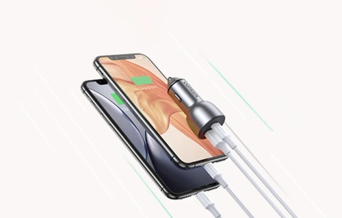 Ładowarka samochodowa Ugreen CD213 USB + USB-C, 36W (szara)