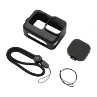 Etui silikonowe Puluz do GoPro HERO12/HERO11/HERO10/HERO9 Black z osłoną obiektywu i paskiem (czarne)