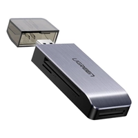 Adapter USB 4 w 1 UGREEN czytnik kart SD + microSD CM180 (srebrny)