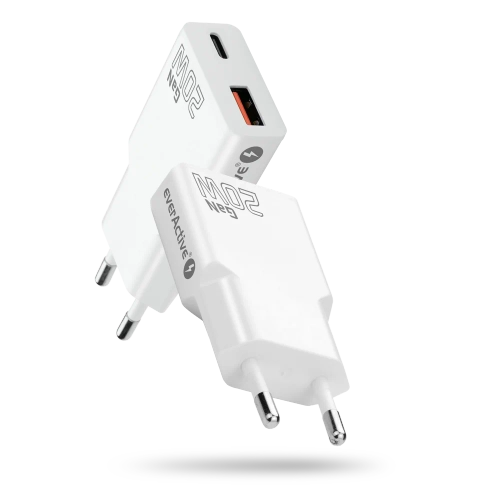 Ładowarka sieciowa everActive GaN SUPER SLIM SC-340Q z gniazdem USB QC3.0 oraz USB-C PD 20W