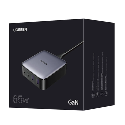 Wall charger UGREEN CD327 Nexode, 2x USB-C, 2x USB-A, GaN, 65W (gray)