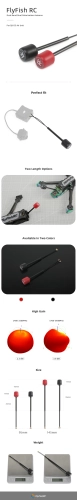 Dual-Band FlyFishRC UFL Antenna 5.8 GHz/2.4 GHz for DJI O3 - 145mm (Red)
