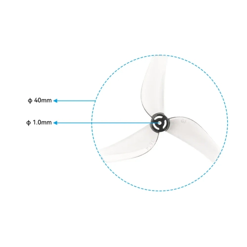 Śmigła Gemfan 1614 3-łopatkowe, wał 1.0mm - szare przezroczyste | seria Air75 II (12szt)