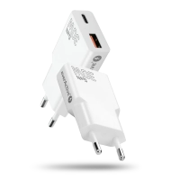 Ładowarka sieciowa everActive GaN SUPER SLIM SC-380Q z gniazdem USB QC3.0 oraz USB-C PD 30W