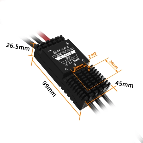 Wodoodporny regulator bezszczotkowy ESC 5–14S LiPo 200A SEQURE SQESC WP14200 IP68
