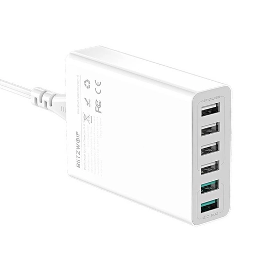 Зарядний пристрій 6x USB Blitzwolf BW-S15, QC 3.0, 60W (білий)