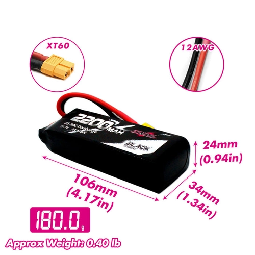 CNHL 2200mAh 11.1V 3S 30C (чорний) XT60 акумулятор