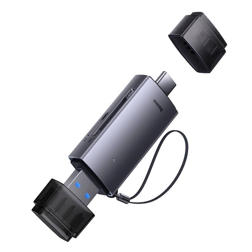 Baseus Lite Series SD/TF Memory Card Reader, USB + USB-C (gray)