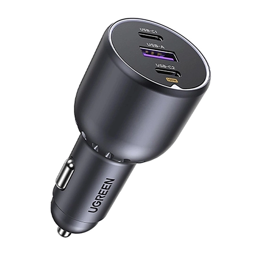 UGREEN EC705 car charger, USB + 2x USB-C, 130W + 1m 5A cable