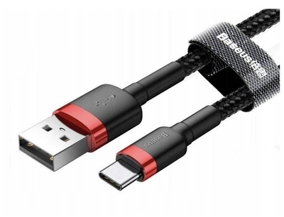Кабель Baseus Cafule USB to Type-C, 3A, 0,5 метра, червоно - чорний