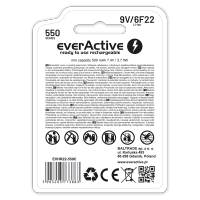 Акумулятор everActive 6F22/9V Li-ion 550 mAh з USB TYPE C