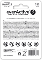 Акумулятор everActive 6F22/9V Ni-MH 320 mAh готовий до використання