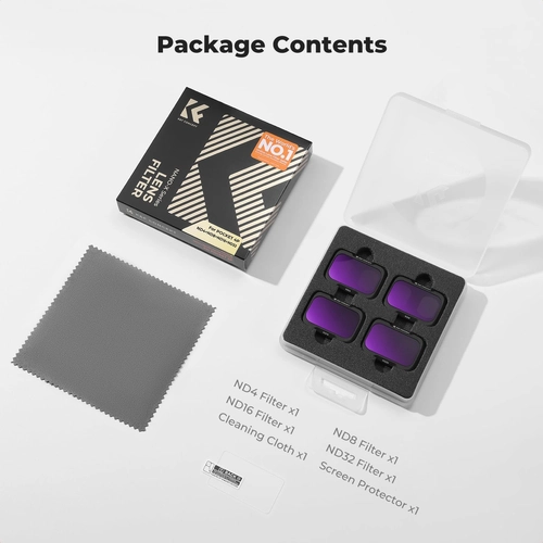 Set of 4 K&F; Concept ND filters for the DJI Osmo Pocket 4P camera